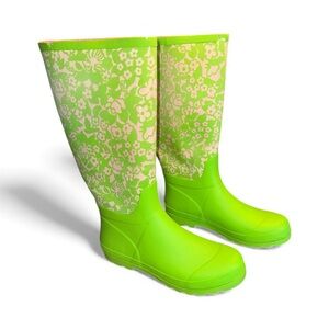 lilly pulitzer Green/pink Rain Boots (Wellies) Women’s Size 10